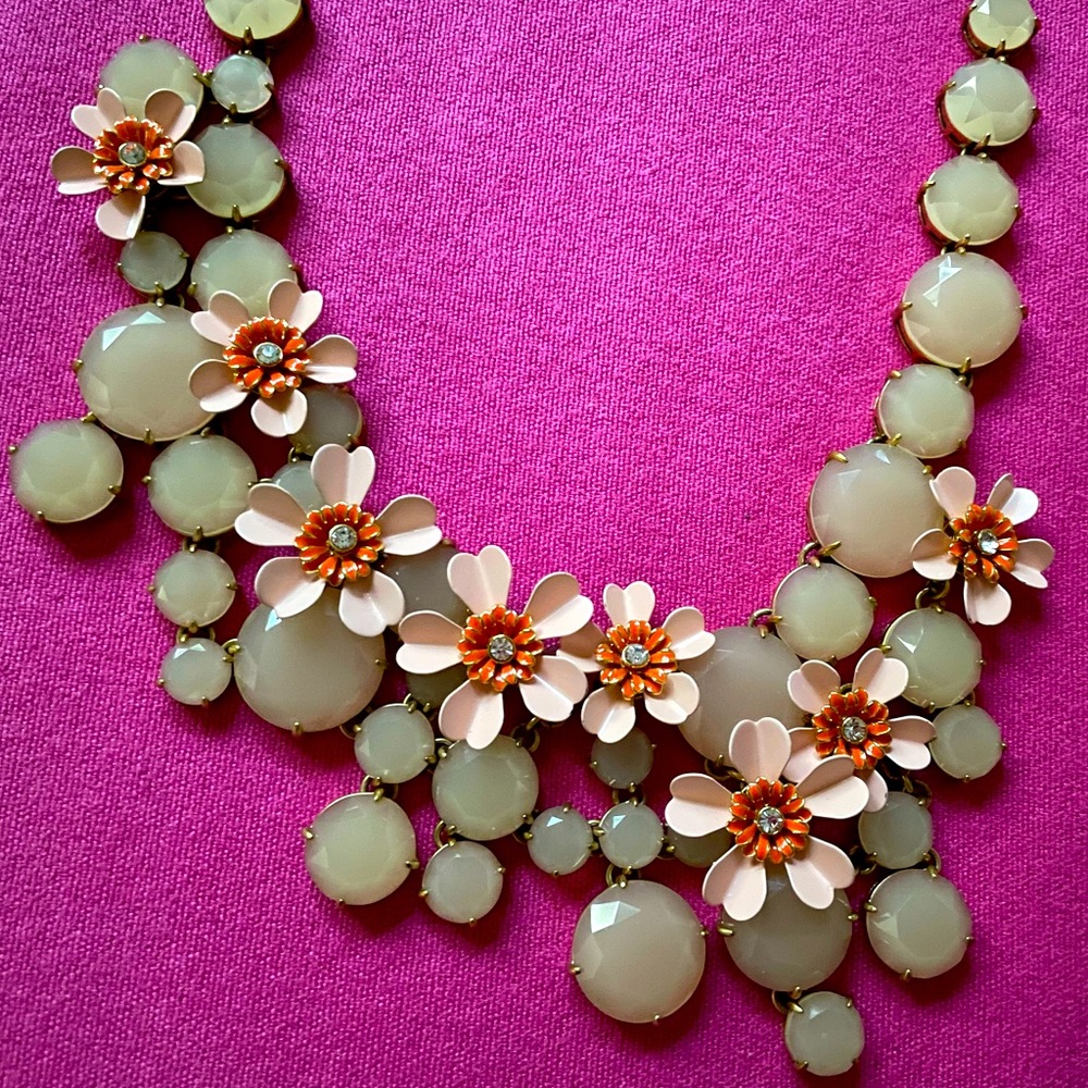 J Crew Water Lily Floral Necklace